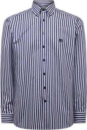 Etro Pegaso Logo Katoenen Overhemd - Heren - Overhemden - Blauw - Maat: 4XL Katoen