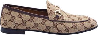 Gucci Beige Logo Jordaan Loafers