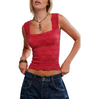 Free People Love Letter Floral Knit Camisole in Salsa at Nordstrom, Size Medium