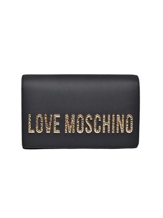 Love Moschino Black Polyurethane Clasp Crossbody Bag