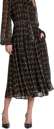 Elan Tie Long Sleeve Dress In Black Geo Print
