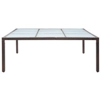 Berkfield Home Garden Dining Table Brown 200x200x74 cm Poly Rattan | Size: 200 x 200 x 74 cm