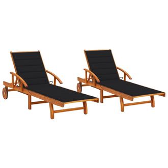 vidaXL Tumbonas Con Cojines 2 Unidades Madera Maciza De Acacia Vidaxl