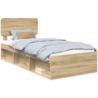 vidaXL Estructura De Cama Con Cabecera Roble Sonoma 90 X 200 Cm Vidaxl