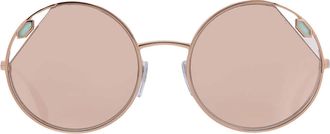 Bulgari Clear Mirror Rose Gold Round Ladies Sunglasses BV6159 20144Z 54