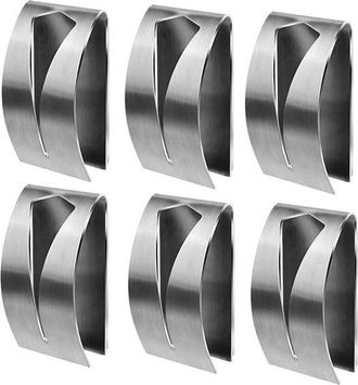 No Brand Paquete De 6 Pinzas Autoadhesivas Para Toallas - Soporte Para Toallas De Acero Inoxidable - No Requiere Perforaci&oacute;n - Ganchos De Pared Para Cocina - G