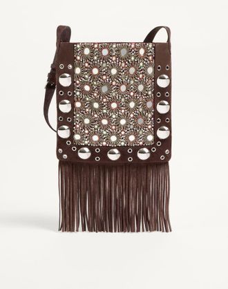 Valentino Garavani Borsa A Spalla Valentino Garavani Nellc&ocirc;te Ricamata Con Frange Donna MULTICOLOR/TESTA DI MORO UNI