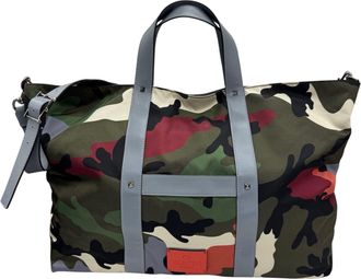 Valentino Garavani Camouflage Nylon Leather Shoulder Bag Tote Bag (Pre-Owned)