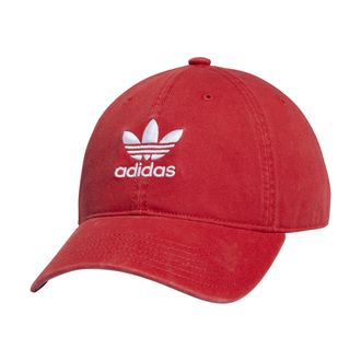adidas Originals Mens Relaxed Fit Strapback Hat, Better Scarlet/White, One size