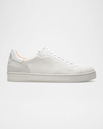 Magnanni Men & apos;s Amadeo Tumbled Leather Low-Top Sneakers