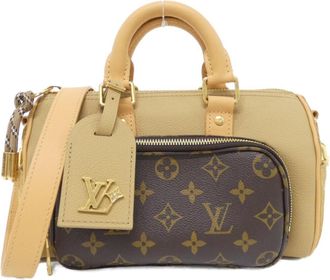 Louis Vuitton Beige Coated Canvas Leather Boston Bag (Pre-Owned)