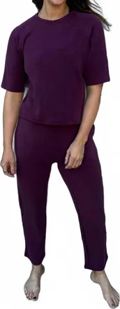 Mono B Laguna Soft Drape Cropped Pants In Dark Plum