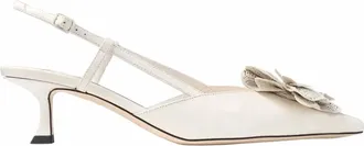 Jimmy Choo London Womens Mimmi Perforated Lace Flower Sling Back Sandals In Latte