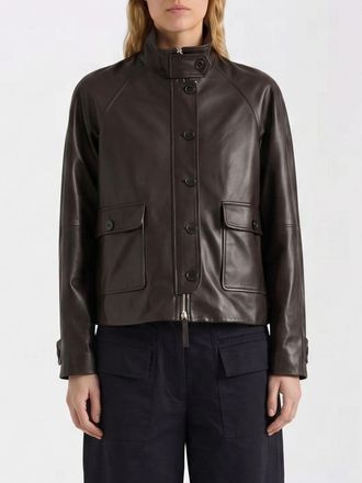 Proenza Schouler Giacca corta in pelle di agnello liscia con collo alto e tasche