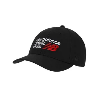 New Balance Unisex 6 Panel Athletics Structured Hat in Black Cotton, size OSZ