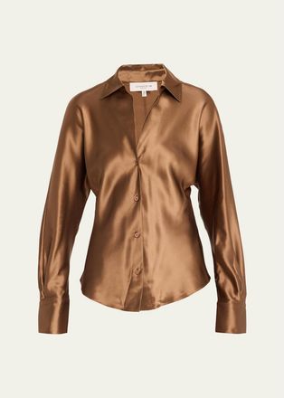 Lafayette 148 New York Dolman-Sleeve Metallic Silk Shirt