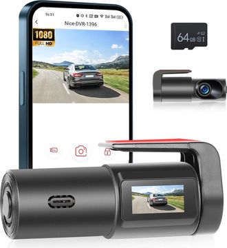 OEM C&aacute;mara De Salpicadero Wifi Hd 1080p, Mini C&aacute;mara Frontal Para Coche Con Visi&oacute;n Nocturna, Grabaci&oacute;n En Bucle, Sensor G, Modo De Aparcamiento + Tarjeta 