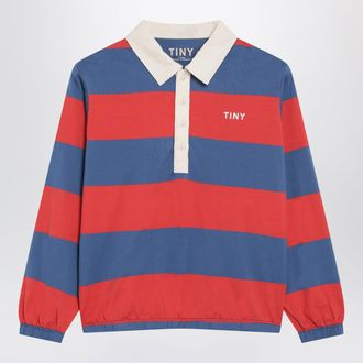 Tiny Cottons Blue/red striped long-sleeved polo shirt