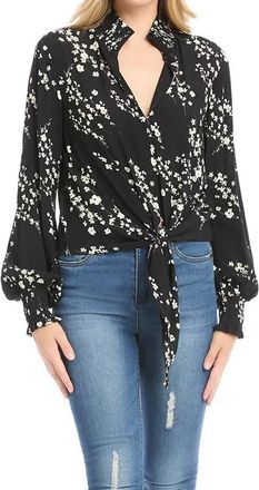 Karen Kane Tierney Tie-Front Top In Black