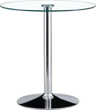 STILVORA Mesa De Bar Redonda Con Tablero De Vidrio Transparente Y Base De Metal Plateado Para Cocina, Bar Y Cafeter&iacute;a 89&times;92 Cm