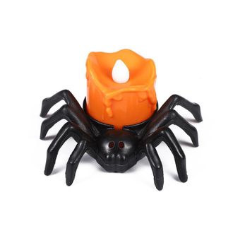 OEM Juego De 12 Velas De Halloween Con Forma De Ara&ntilde;as Calabaza, Velas Decorativas A Pilas Para Decorar Fiestas De Halloween Con Un Toque Terror&iacute;fico