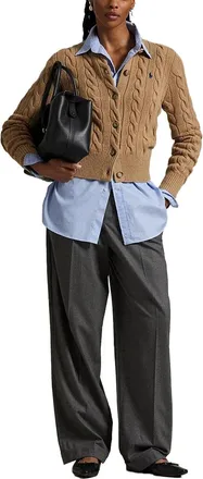 Ralph Lauren Cable-Knit Cashmere Cardigan - Beige