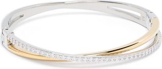 Swarovski Hyperbola bangle - women - Gold Plated Brass/Metal/Swarovski Crystal - M - Silver