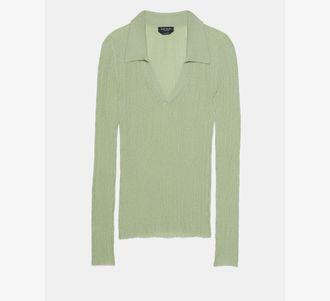 Kate Spade New York Sheer Long Sleeve Ribbed Polo