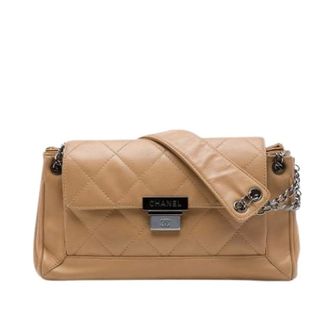 Chanel Pre-owned Quilted Caviar Shoulder Bag - Dames - Pre-owned - Beige - Maat: ONE Size Leer
