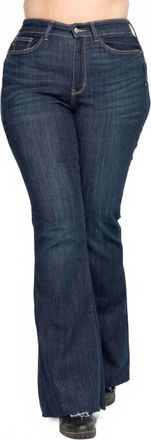 Judy Blue High Waist Raw Hem Flare Jeans - Plus In Dark Blue