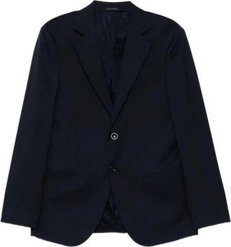 Giorgio Armani Enkelrijige wollen blazer - Heren - Blazers - Blauw - L - Wol - Jassen