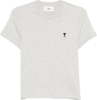 Ami Lichtgrijze T-shirts en Polos - Dames - T-shirts - Grijs - XS - Leer - Tops