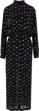 Fiorucci Midi jurk met hoge kraag en knoopsluiting - Dames - Casual kleedjes - Veelkleurig - XS - Kleedjes