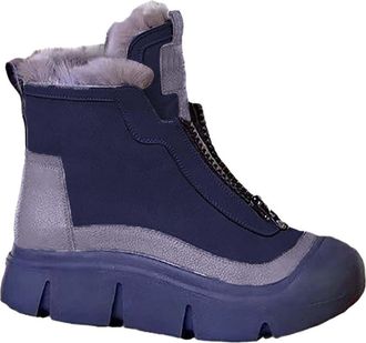 Generic Winter Boots for Women Wide Fit, Platform Boots Wide Calf - Fashion Casual Sneakers with Zipper Padded Warm Ankle Booties Cosy Slip On Boot Cosy Therm