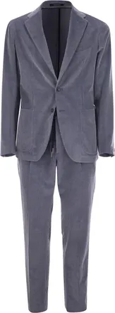 Tagliatore Ribbed Cotton And Cashmere Suit