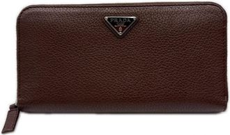 Prada Brown Leather Long Wallet (Bi-Fold) (Pre-Owned)
