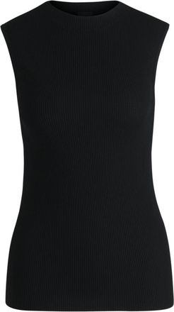 BOSS Sleeveless mock-neck top in ribbed fabric