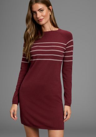 Laura Scott Strickkleid LAURA SCOTT, Damen, Gr. 34, N-Gr, rot (bordeaux), Feinstrick, Obermaterial: 50% Viskose, 28% Polyester, 22% Polyamid, clean, mehrfarbig, f