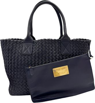 Bottega Veneta Navy Intrecciato Pouch Tote Bag (Pre-Owned)