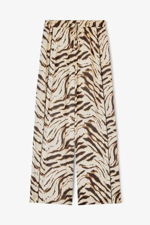 Ganni White Pants in Zebra Satin - Size 32 Viscose