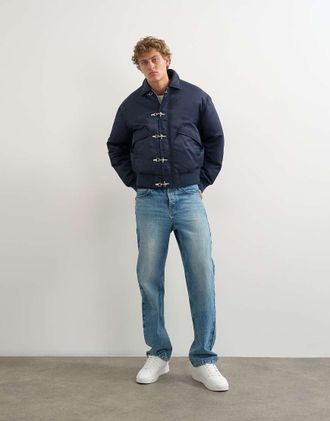 Topman bomber imbottito con chiusura a moschettone blu navy