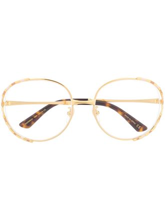 Gucci round frame glasses - women - Metal - 58 - Gold