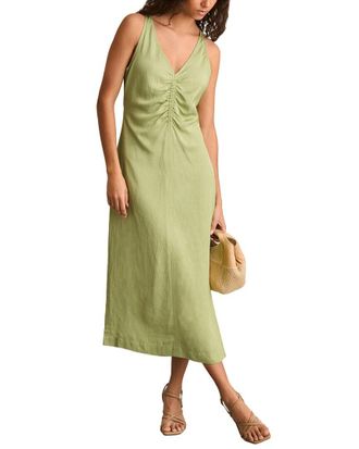 Reiss Pari Ruched Linen-Blend Dress
