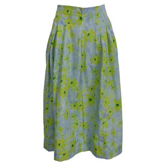 Marni Floral-Print Midi A-Line Skirt in Multicolor Cotton