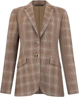 Brooks Brothers Gecarreeerde Blazer van Virgin Wool - Dames - Blazers - Bruin - XS - Jassen