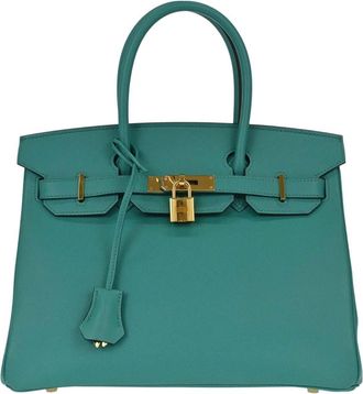 Herm&egrave;s Birkin Green Epsom With Gold Hardware Green Leather Handbag (Pre-Owned)