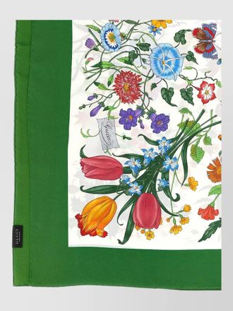 Gucci silk floral print logo foulard