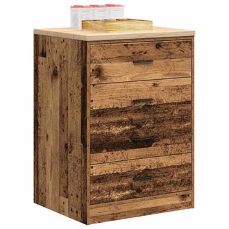 Berkfield Home Garage Storage Cabinet Old Wood 60x51x85 cm Solid Wood Pine in Brown | Size: 60 x 51 x 85 cm