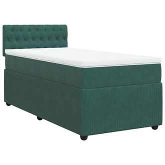 vidaXL Giroletto A Molle Con Materasso Verde Scuro 90x200 Cm Velluto - Vidaxl