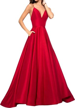 Sherri Hill Taffeta A-Line Gown In Red
